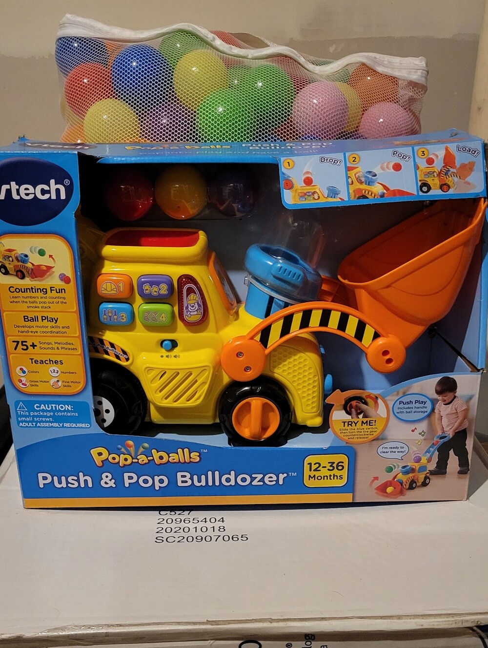 VTech Pop-a-Balls Push & Pop Bulldozer - Yellow